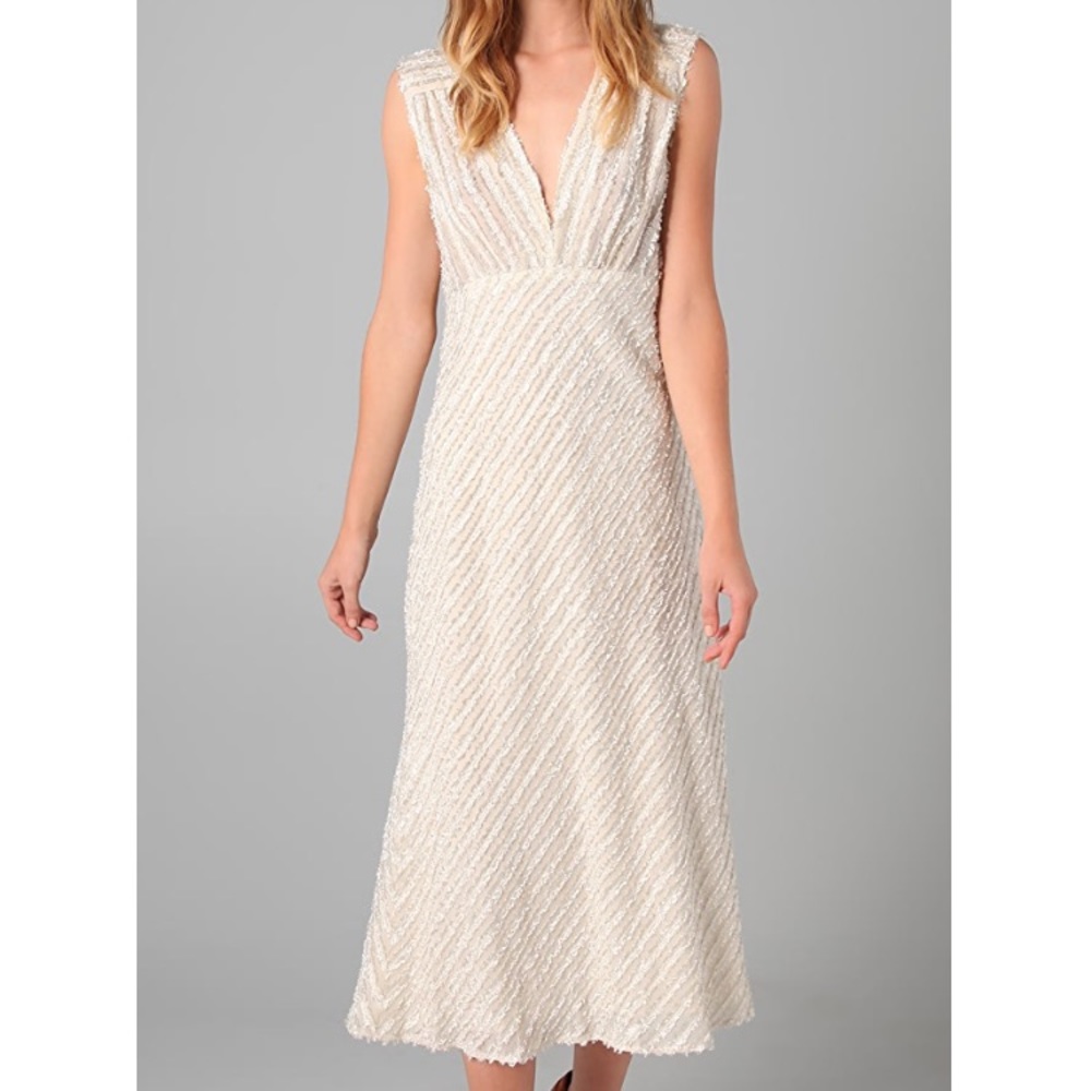 SOLD- Nanette Lepore chiffon jacquard midi dress - Picture 1 of 16